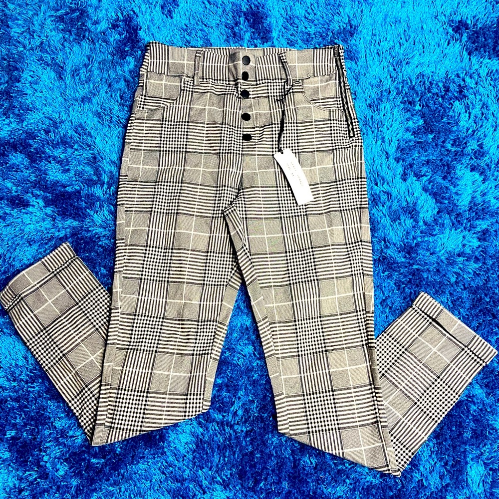 Black and white plaid pants